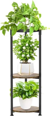 Produktbild von Dreieckiger Pflanzengarten, 3 Ebenen, 88 cm, Metall, moderner Pflanzentreppe, Balkon, Terrasse, Garten