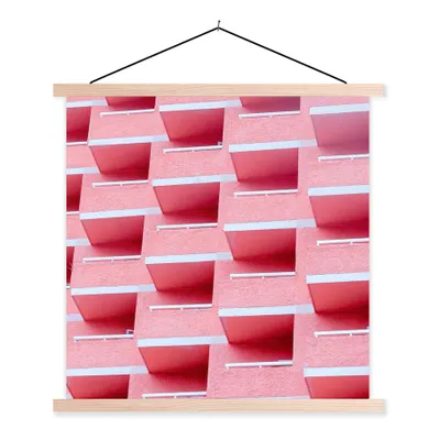 Produktbild von MuchoWow® Textilposter Rosa - Balkon - Sommer - Architektur 40x40 cm mit holzfarbenen Rahmen - Posterleiste