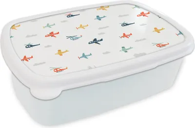 Obrázok produktu pre KitchenYeah® Lunchbox Box na obed 17x11 cm vzor - helikoptéra - lietadlo - chlapci - deti - deti - detský box na obed - box na obed - deti - sendvičový box - školský box - boxy na obed
