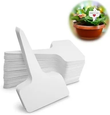 Produktbild von PolkaHome® 100 Stück Pflanzenetiketten, T-förmige PVC Pflanzenanhänger, wasserfest, wiederverwendbar, für Garten, Aussaat,