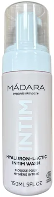 Productafbeelding van MÁDARA Cosmetics Hyaluron-Lactic Intieme Was, Intieme schuim, voor dames, 150 ml, 1 stuk, Aanbrengen op vochtige huid, grondig afspoelen. Geschikt voor dagelijks gebruik. Inhoud: Aloe Barbadensis (Aloë) bladsap, Caprylyl/Capryl glucoside, Pentyleenglycol, Natrium PCA,...
