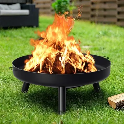 Imagen del producto de Hornos de fuego, cestas para fuego de 80 cm de diámetro, ideales para jardines, con 3 patas desmontables y asas. Resistentes a la oxidación, fabricados en acero para uso en exteriores, perfectos para jardines, terrazas, como brasero o para barbacoas