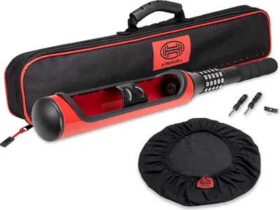 Produktbild von HEYNER® Lenkradsperre 640 mm – Baseball‑Design, 5‑stelliges Zahlenschloss, schwerer Diebstahlschutz, rot‑schwarz
