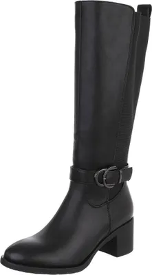 Produktbild von Ital-Design Damen Stiefel Leicht gefüttert Textiloptik, Lederoptik Klassische Stiefel 90109957 Schwarz Gr.  36