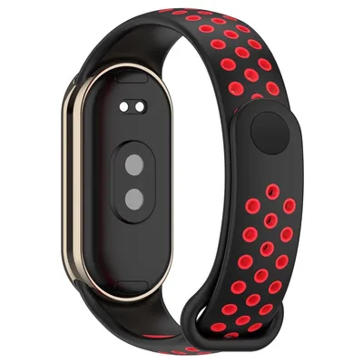 Produktbild von Ersatz Armband für Xiaomi Mi Band 8 Silikon, Farbe:Schwarz Rot