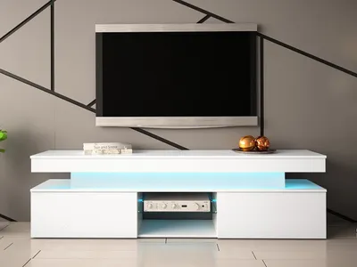 Obrázok produktu pre TV stolík s LED osvetlením USOA - lesklý biely