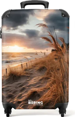 Produktbild von NoBoringSuitcases.com® Koffer Handgepäck Trolley Rollkoffer Kleine Reisekoffer mit 4 Rollen - Strand bei Sonnenuntergang - Cabin Size < 55x40x23 cm & 55x40x20 cm - Fotokoffer - Kabinenkoffer - BoardgepäckHandgepäck Koffer 55x35x20 cm, 36L,