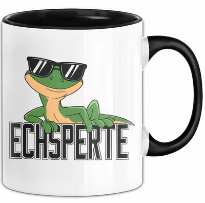 Produktbild von Reptil Leopardgecko Echse Tasse Geschenk Lustige Geschenkidee Spruch Echsperte (Schwarz)
