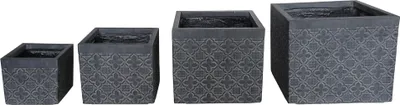 Immagine prodotto di Milani Home - set di vasi in fibra sintetica di design moderno industrial G.37x37x31,5/M.31x31x27,5/P.25x25x22,5/XS.19x19x17,5 - Antracite