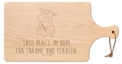 Produktbild von Mr. & Mrs. Panda Brett Kuh - Transparent - Geschenk, vesperbrett, schneidbrett, Kühe, Bauernhof, Milchkuh, Frühstücksbrett, Spruch, Schneidebrett, Träume, Holzbrett