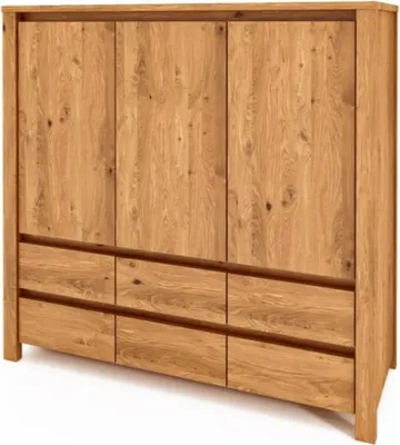 Produktbild von Kommode Tinci aus Wildeiche massiv 115x45x112 m. 3 Türen 6 Schubladen Holzbeinen