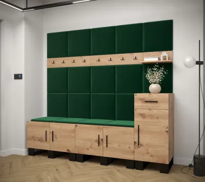 Obrázek produktu pro Předsíňová sestava RUMIE 8 - dub artisan, zelené panely