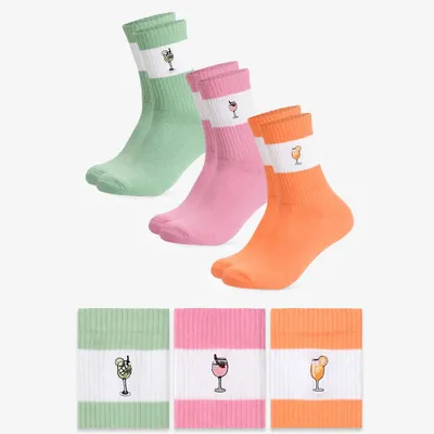 Produktbild von Occulto Damen & Herren Bunte Motiv Tennissocken 3er Pack (Modell: Elly)