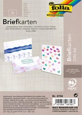 Produktbild von Folia 8756 Briefkarte - A6, 190 g/qm, weiß, einfach, 25 Stück