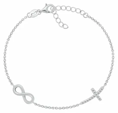 Produktbild von Silberarmband fü r Frauen Unendlichkeit und Kreuz BRC178W