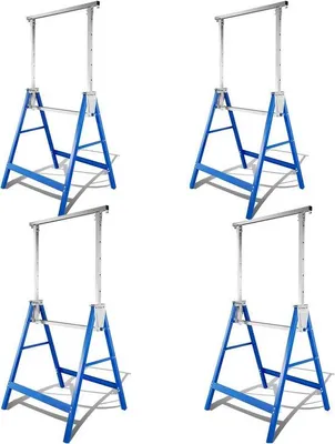 Productafbeelding van Set van 4 Inklapbare Werkbokken Hoogte Verstelbaar Blauw Zilver