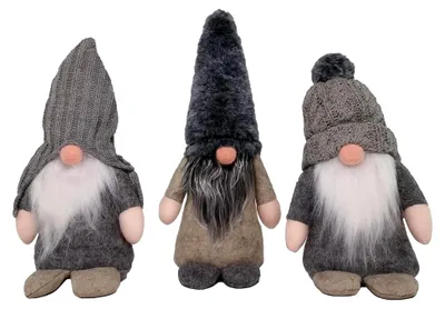 Produktbild von Winterwichtel Trio 25 cm – 3er Set – Skandinavische Weihnachtsdekoration – Deko Wichtel in Grau & Beige mit Bart & Mütze – Weihnachtsfiguren für Tisch, Fensterbank & Wohnzimmer