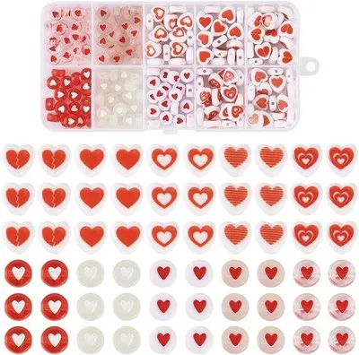 Produktbild von Transparent und lichtdurchlässige sowie durchsichtige Acryl-Heart-Spacer-Perlen in Assorten-Hearts Loose Spacer Perlen Bulk für Handarbeit-Necklace-Perlen
