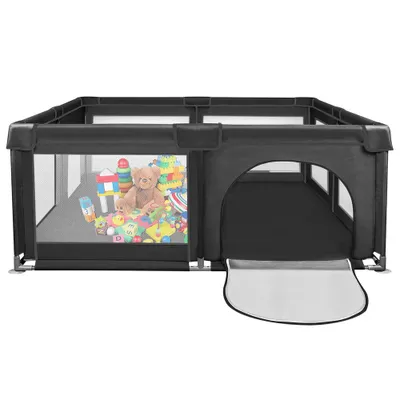 Produktbild von Baby Laufstall Laufgitter 120*120*66cm mit 50 Kugel mit atmungsaktivem Netz Schutzgitter Baby Set Schwarz