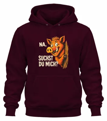 Zdjęcie produktu dla Bluza z kapturem "Wildschwein Keiler Statement", sarkastyczny nadruk, kolor burgundowy, rozmiar L