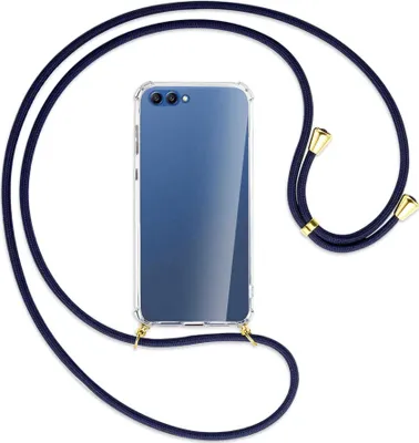 Produktbild von Handykette Backcover-Schutzhülle mit Band (Metall goldfarben) für Honor 10 - dunkelblau