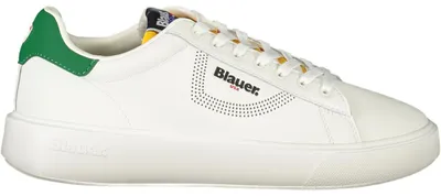 Produktbild von Weißer Herren-Sportschuh mit grünen Details und Schnürsenkeln