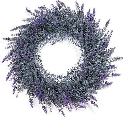 Produktbild von Omgoods – Kunstblumen-Lavendelkrans für die Tür – 49 cm