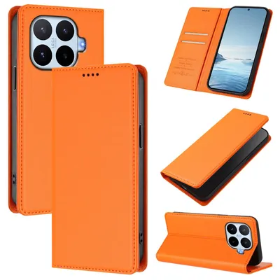 Produktbild von Handyhülle für Xiaomi 17T, Kunstleder Klapphülle Stoßfeste Magnetische Hülle mit Ständer Orange