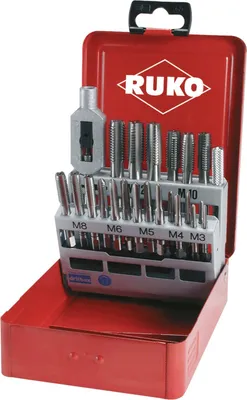 Produktbild von RUKO Handgewindebohrer-Satz HSSE-Co5 in Industriekassette - 22 tlg. - 245002E