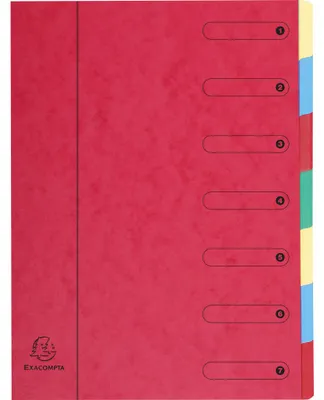 Produktbild von Exacompta 8x Ordnungsmappe Manilakarton Harmonika-Rücken 7 Fächern A4 Rot 5107E