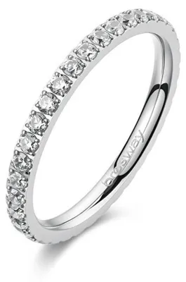 Image de Bague en acier avec des zircones claires, modèle Desideri BEIA005