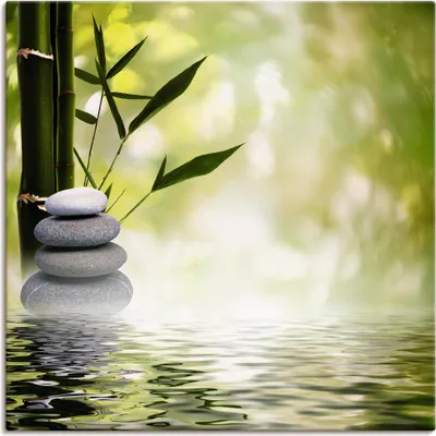 Produktbild von ARTland Leinwandbild Asiatische Spa Steine Größe: 50x50 cm