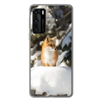 Produktbild von MuchoWow® Handyhülle Schutzhülle Hülle für Huawei P40 Fuchs - Schnee - Baum Silikon Softcase Handy Hülle - Handytasche