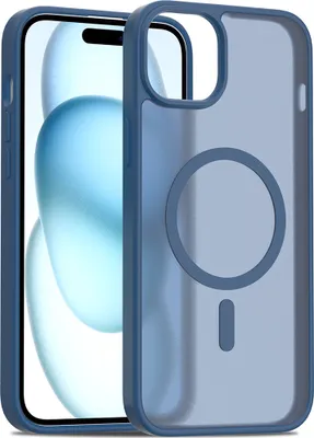 Image de Coque magnétique pour iPhone 15, compatible MagSafe, dos translucide mat, antichoc Bleu foncé