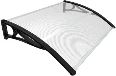 Produktbild von VOUNOT® Vordach für Haustür, 120 x 80 cm Transparentes Pultbogenvordach Schwarz