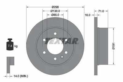 Produktbild von 2x TEXTAR 93143303 Bremsscheibe Hinterachse