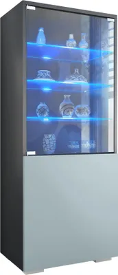 Produktbild von Vladon Vitrine Granada, Germany, Vitrinenschrank mit Glastür und Glaseinsatz inkl. LED, Anthrazit matt/Denim matt (50 x 122,5 x 34,5 cm)