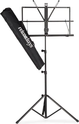 Produktbild von Relaxdays, Schwarz Notenständer mit Tasche, Notenpult, Orchesterpult, Notenablage, klappbar und leicht, 60-130 cm, Standard