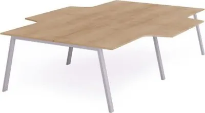Produktbild von Mehrfacharbeitstisch Blanca L-Form BxTxH 320x163x240x73cm Gestell grau Platte Melamin buche