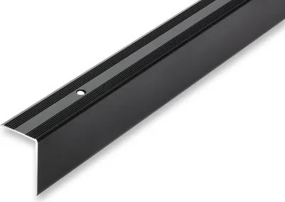 Produktbild von (18,98EUR/m) 30 x 42 x 1000 mm Treppenwinkel schwarz gebohrt inkl. Montageset Treppenkantenprofil Treppenkante Alu Winkel