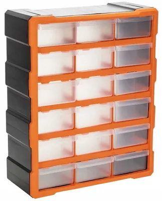 Productafbeelding van Werkplaatsorganizer van kunststof, met 18 lades, ophangbaar, 47 x 38,5 cm