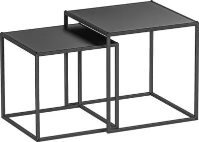 Produktbild von Beistelltisch, Couchtisch, Satztisch, 2er-Set, modernes Design, Stahlrahmen, schwarz, 40 x 40 x 40cm