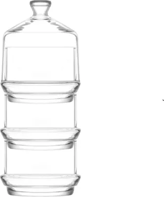 Productafbeelding van LAV Stapelbare glazen potten voor snoep, met deksel - 3 lagen, 23 x 9 cm