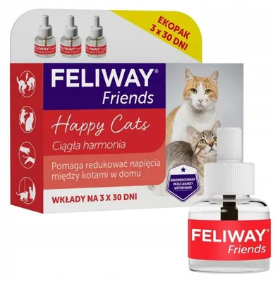 Productafbeelding van Feliway Friends navulling, 3 flessen à 48 ml, transparant. Eén maat