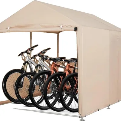 Produktbild von Fahrradunterstand, wasserdichtes Design, für bis zu 3 Fahrräder geeignet, khak