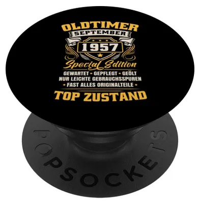 Immagine prodotto di Oldtimer, settembre 1957. Regalo divertente per un compleanno. PopSockets, adesivo, PopGrip