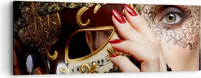 Produktbild von Bild auf Leinwand - Leinwandbild - Frau Mode Venedig Maske - 90x30cm - Wand Bild - Wanddeko - Leinwanddruck - Bilder - Kunstdruck - Wanddekoration - Leinwand bilder - Wandkunst - AB90x30-2680
