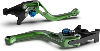 Produktbild von Kupplungshebel LSL BOW L20 mit ABE kurz für Yamaha YZF-R6 600 - 1100 ccm Bj. 1986 - 2022, Farbe Hebel:grün, Farbe Versteller:blau