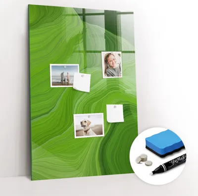 Produktbild von Magnetpinnwand Memoboard - Zubehörsatz - Weißer Marker + Schwamm + Magnete - 60 x 90 cm - Abstrakte Wellen