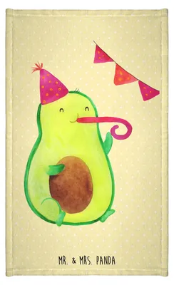 Produktbild von Mr. & Mrs. Panda Handtuch Avocado Party - Gelb Pastell - Geschenk, Geburtstag, Happy Birthday, Frotteehandtuch, Gästehandtuch Bunt, Avocados, gäste wc, Klein